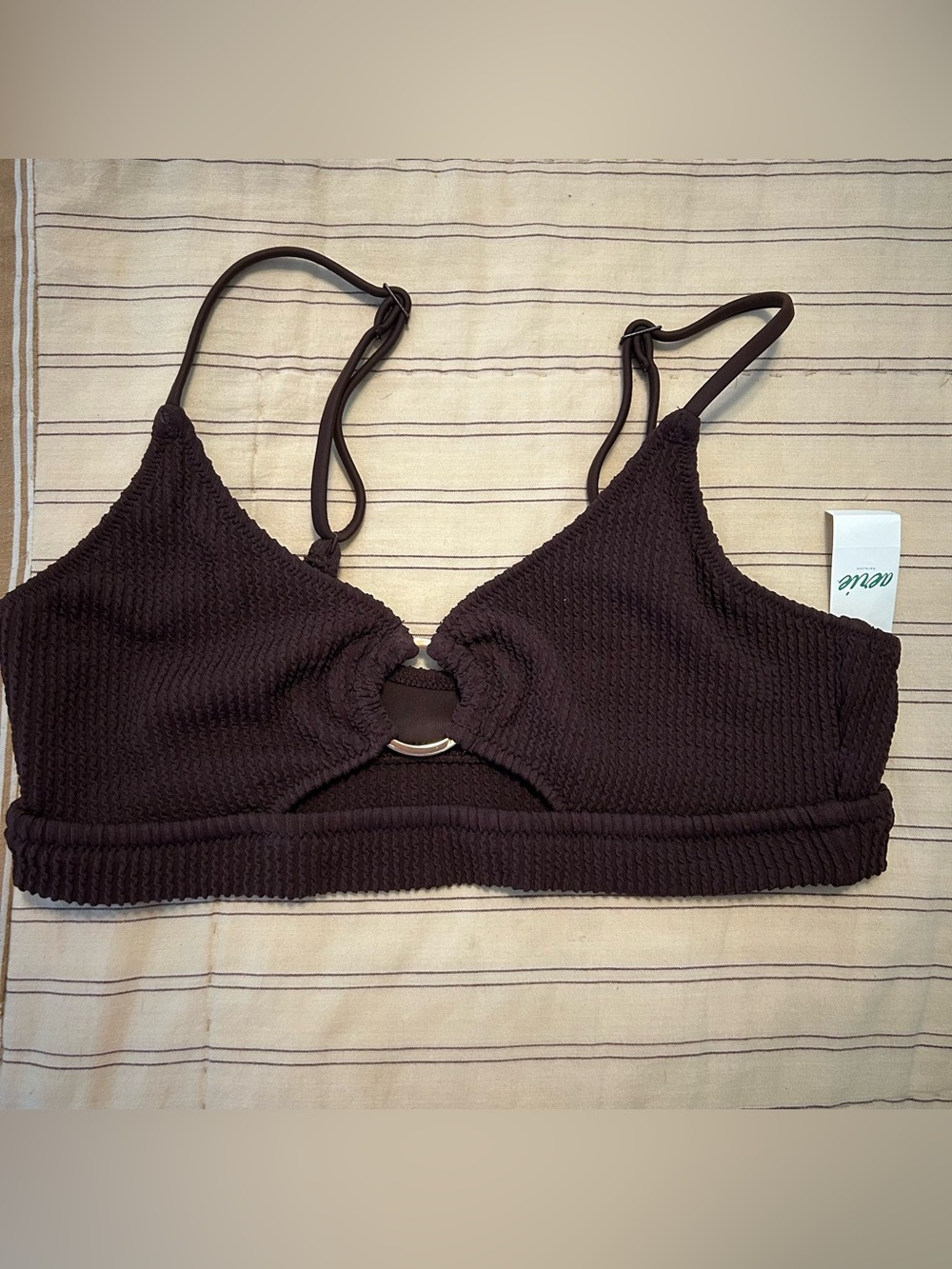New aerie brown ribbed medium bikini top